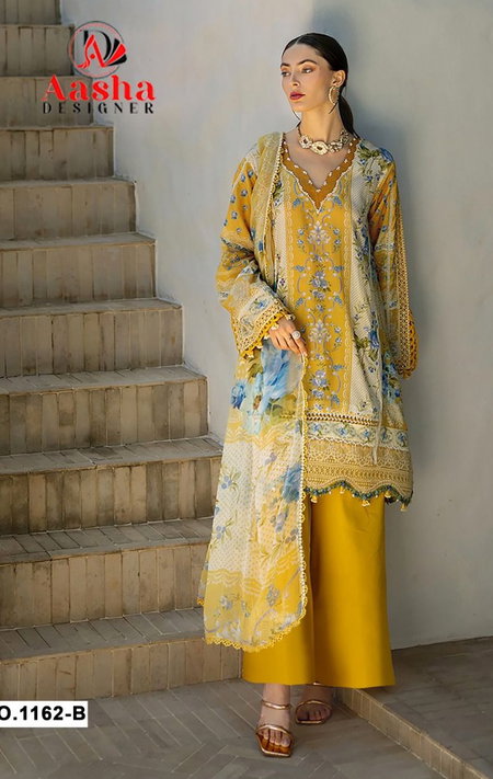 Aasha 1162 B Cotton Dupatta Wholesale Pakistani Salwar Suits Suppliers In Mumbai